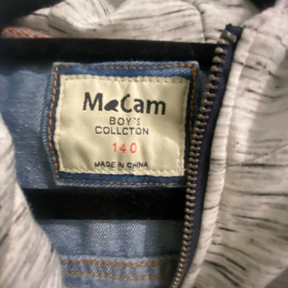 Kids/Youth Mixed Media Hooded Jean Jacket, Denim Size M - Picture 12 of 14